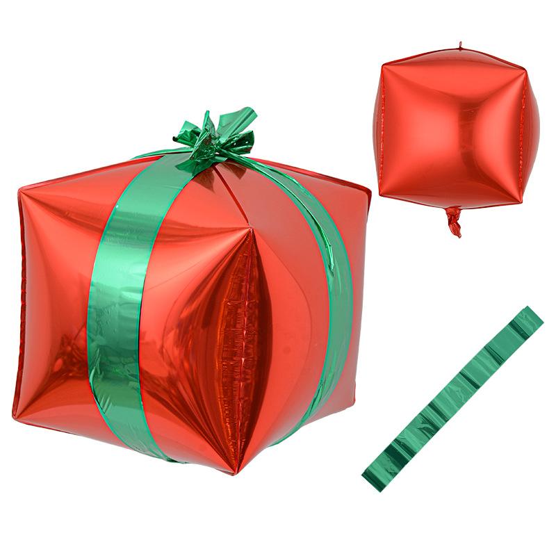 4D Aluminum Film Balloon 10 Inch 18 Inch 22 Inch Three-Dimensional Ball Square Birthday Christmas Party Gift Box Decorative Props