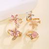 4 pcs Crystal Opening Finger Ring Light Luxury Finger Jewelry Elegant Rhinestone Flower Rings  Gifts