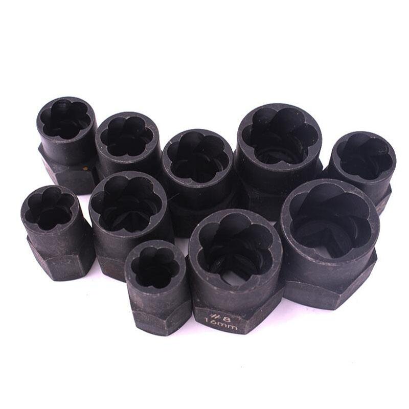 9-19mm Nut Screw Remover Extractor Damaged Bolt Threading Tool Socket Wrench Extractor Drill Bits Set Bolt Hand Tool Kit