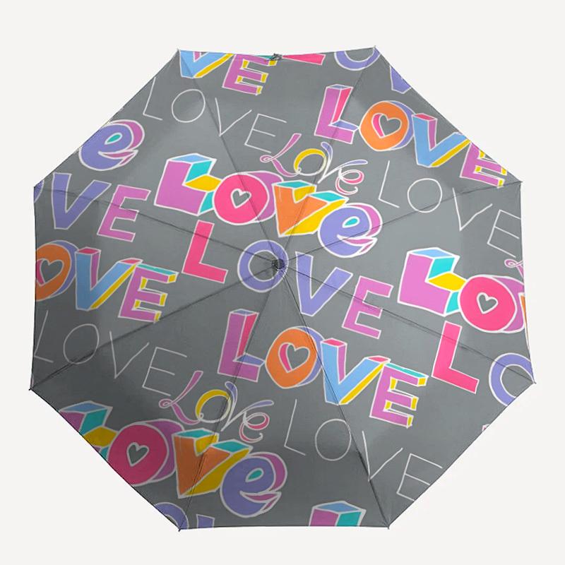

1pc Love Print Automatic Open/Close Umbrella with Windproof, 8-Rib Sturdy Canopy, , Outdoor Accessory, Ideal for Gifts yy251117087