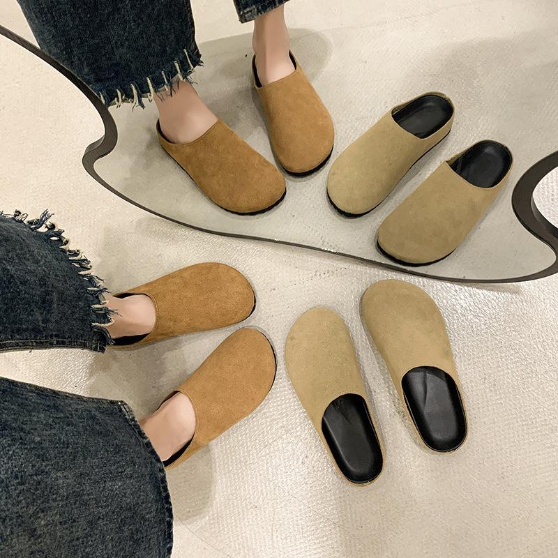 Comfortable casual shoes thick-soled bag head half slippers versatile autumn and winter outer wear soft-soled single shoes women's shoes