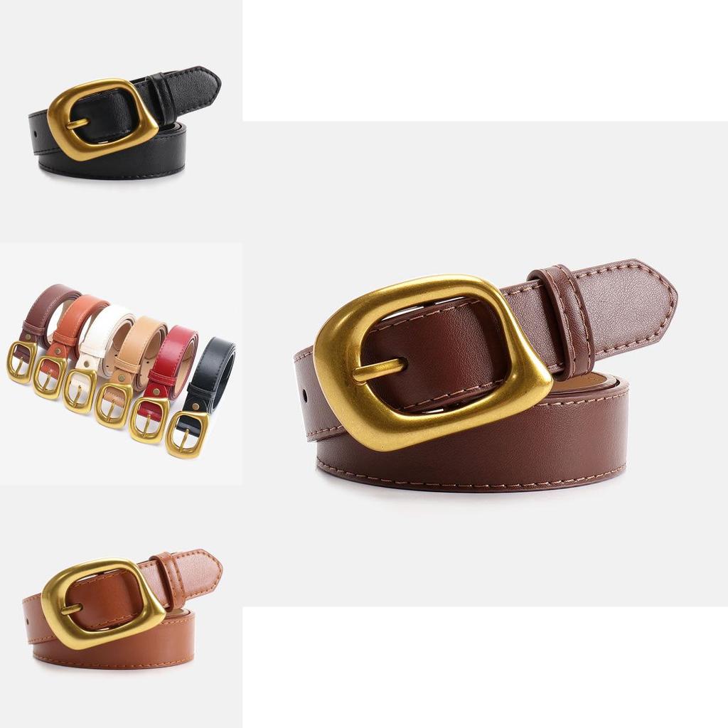 Simple Color Solid Belt With Irregular Square Needle Buckle Design For Use Daily