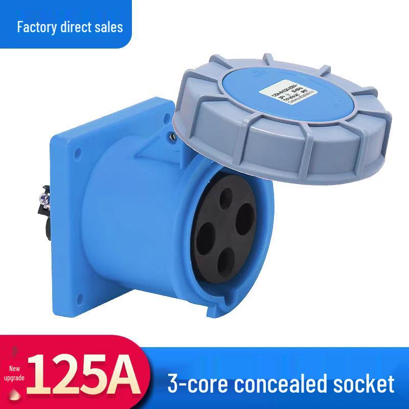 63A/125A Waterproof Aviation Plug Socket: 3-Pin, 4-Wire, 5-Hole, 3-Phase Connector