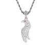 18K Gold Plated Full Pave Moissanite Eagle Pendant Necklace S925 Silver Red Eye Stone Unisex Hip Hop Twisted Rope Chain Jewelry