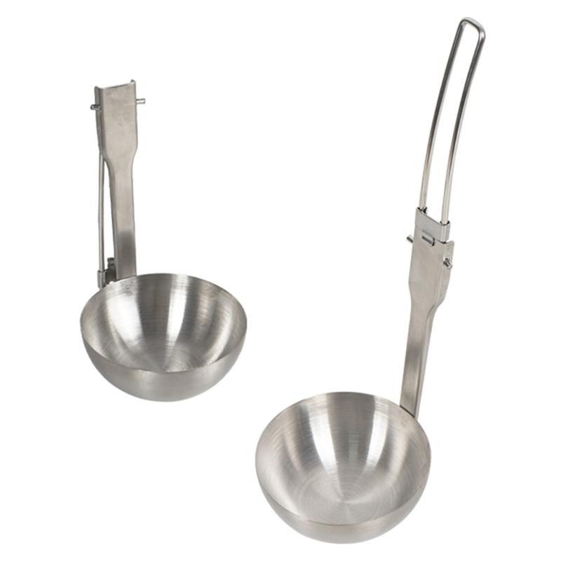 Outdoor Camping Colander/Soup Ladle Stainless Steel Tableware Foldable Spoon