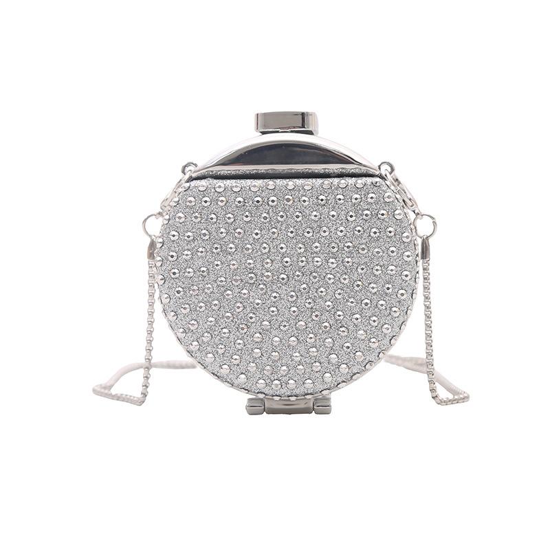 Mini Petite Luxury Diamond Inlaid Round Shaped Crystal Clutch Bag Women's Crossbody Bag Wedding Dinner Party Shoulder Bag