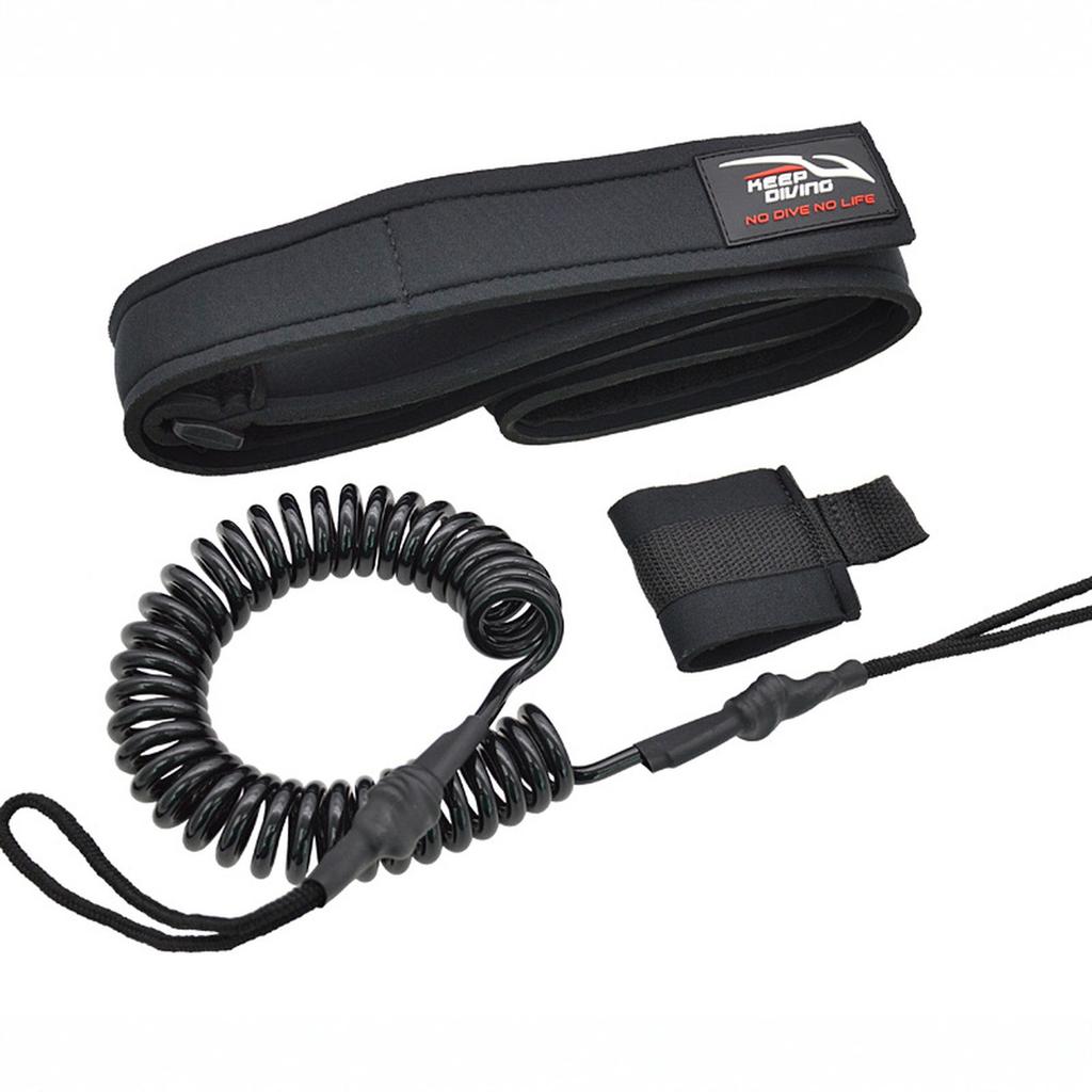 6mm Surfboard Waist Safety Leash Paddleboard TPU Spring Leash Paddleboard Waterskiing Adjustable Waist Belt Traction Leash