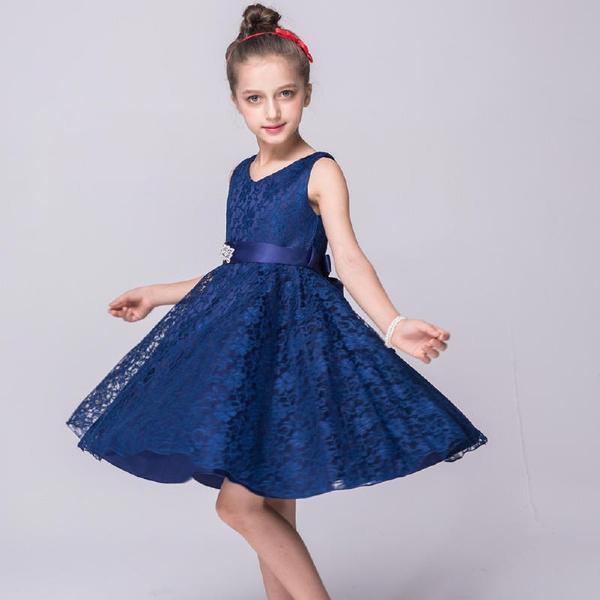 New Girls Party Prom Dress Children Lace Flower Children Girls Elegant Wedding Ceremony Birthday Dresses Teen Prom Dresses