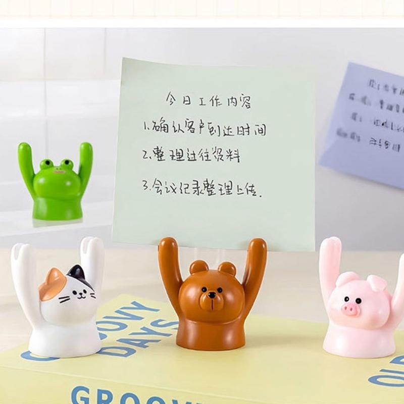 Raising Hand Animal Photo Holder Table Number Holders Microlandscape Ornament Memo Photo Holder Dollhouses Accessories