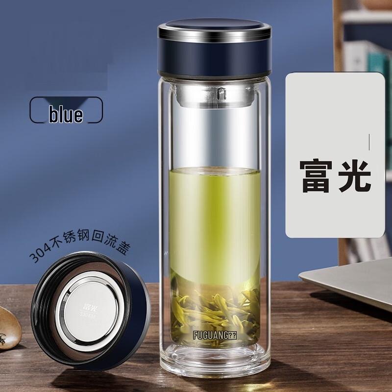 Fuguang Double-Layer Glass Cup with Lid and Tea Infuser