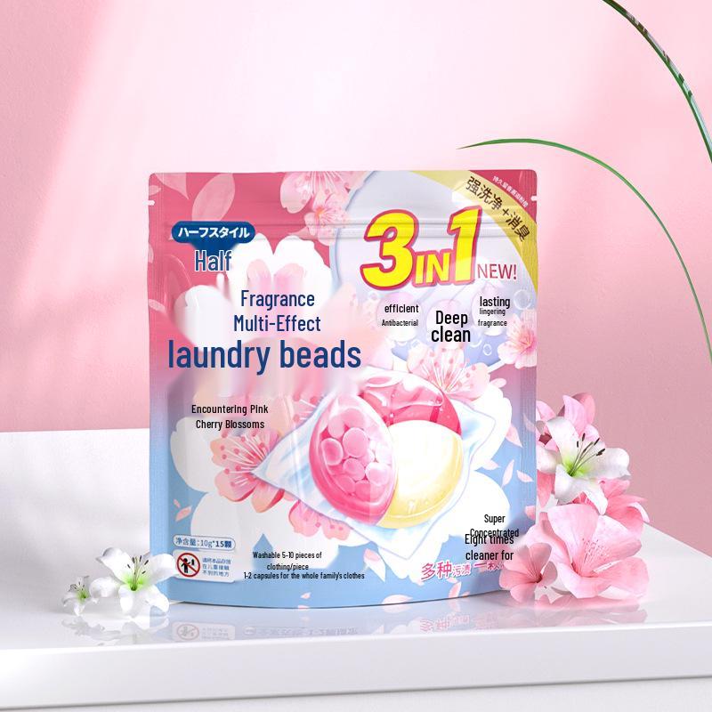 Half-Dose Scented 3-in-1 Laundry Pods with Scent Booster & Mite Removal for Deep Cleaning