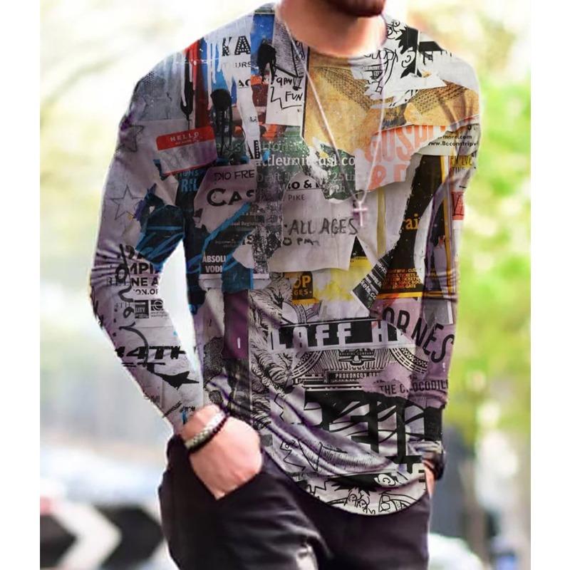 Vintage Punk Street Style Herren Langarm T-Shirts Frühling Herbst 3D Druck Jugendliche Vitalität Tops Tees Plus Größe 6XL