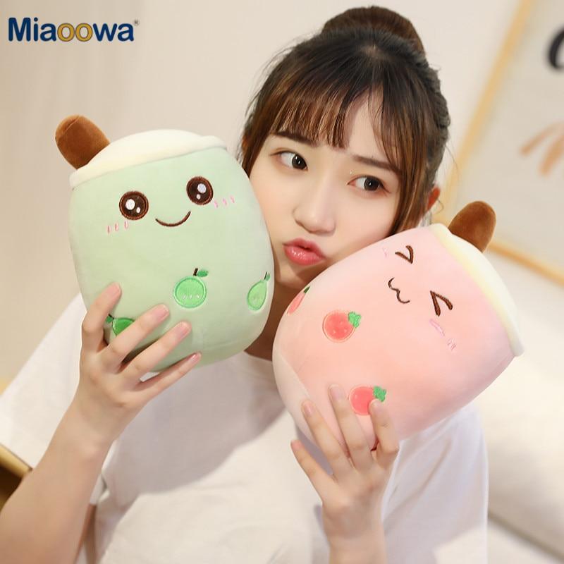 Lovely Fruit Bubble Tea Cup Shaped Plush Toys Soft Cartoon Pillow Cushion Real Life Milk Tea Doll Kids Baby Gift