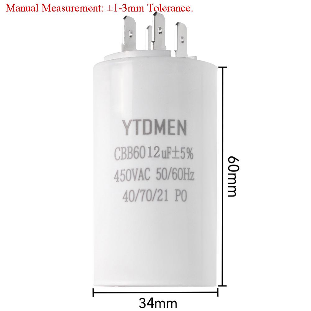 CBB60 Starting Capacitor Dual Insert Motor 4pin AC 450V Replacement Motor Run Capacitors 4UF 5UF 6UF 8UF 12UF 16UF 20UF 60UF