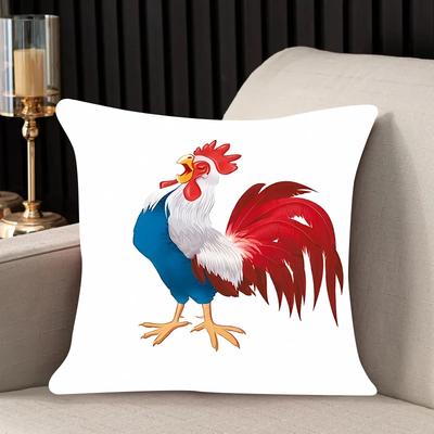 Decoración del Hogar Funda de Almohada Gallo Gallo Estampado Decorativo Cuadrado Funda de Cojín para Coche Sofá con Forma 45*45cm