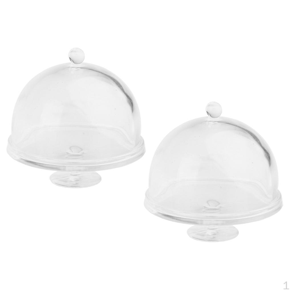 

2 шт. Миниатюрная подставка для торта для кукольного домика Акриловое сервировочное блюдо с крышкой / Масштаб 1/12 Кукольный дом