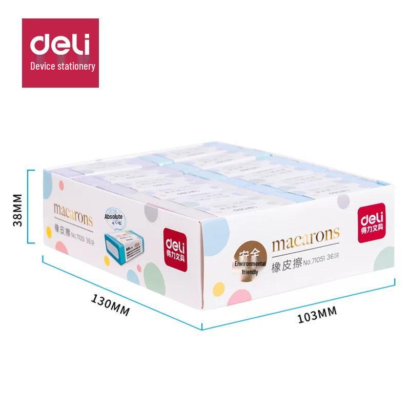 Deli 71051 Macaron Colored Soft Eraser for Students with Clean High Appearance