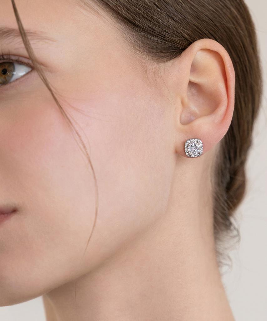 Tatiana Soft Square Halo Cubic Earrings Ec3314