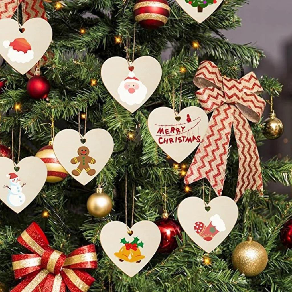 Personalized Custom Wooden Heart Pendant Christmas Decoration Pendant Hanging Decoration