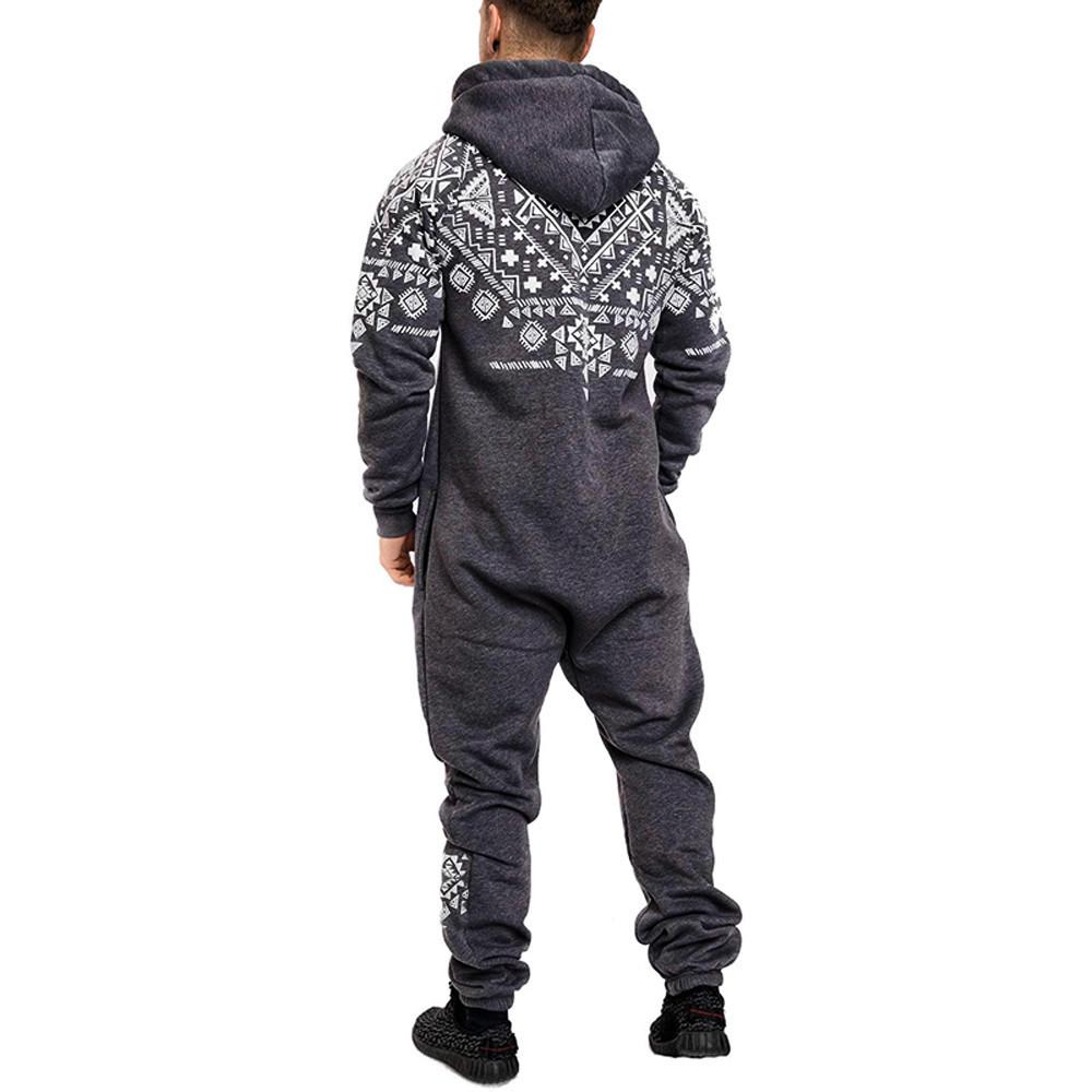 Pánská Zimní Ležérní Mikina Potisk Vánoce Zip Potisk Kombinéza