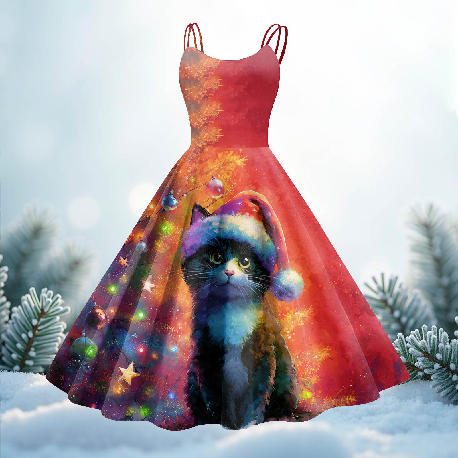 

Женское повседневное платье миди с рождественским принтом и круглым вырезом XXL красный