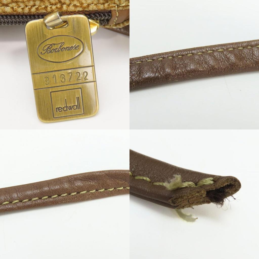 Used BORBONESE Shoulder Bag 913722 Suede/leather Brown Quail Pattern