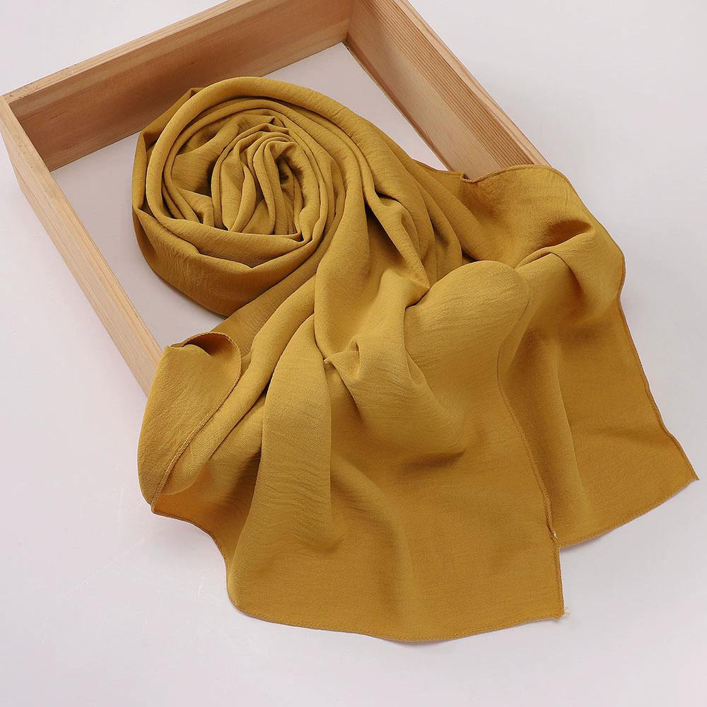 Malaysia Muslim Hijab Wrinkle Plain Long Shawl Islamic Headscarf Wraps For Women Female Foulard