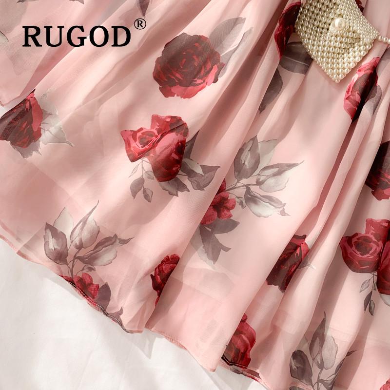 Buy Chiffon Dress Women New V-neck Rose Print Long Flare Sleeve Lotus Leaf  Dresses Temperament at affordable prices — free shipping, real reviews with  photos — Joom