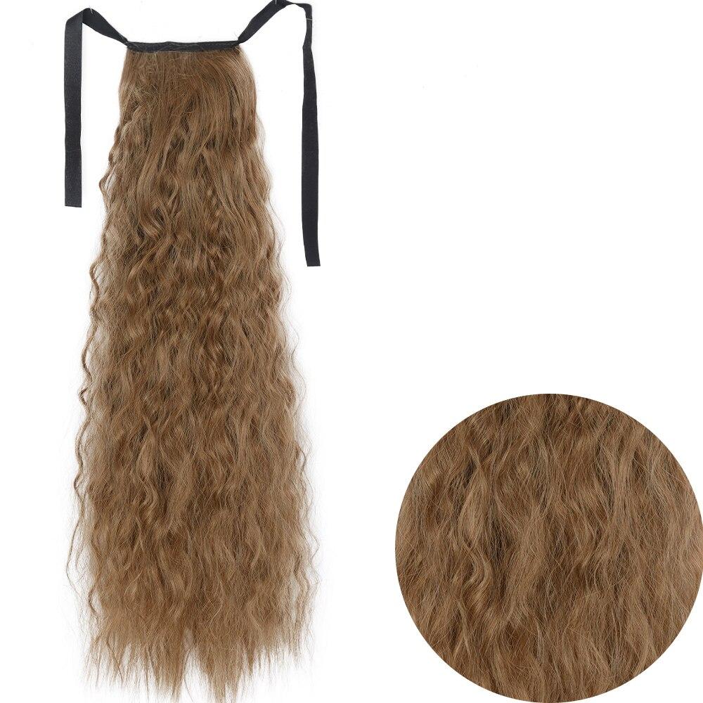 Women Long Wavy Hairpiece Synthetic Fiber Natural Wavy Cosplay Daily Wear Long Curly Wrap Around Ponytail Extension