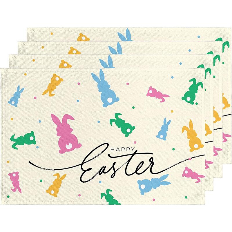 New Linen Bunny Placemats Placemats Placemat Fabric Easter Decoration Placemats Western