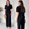 2025 Fall V-neck Casual Short-sleeve Top & High-waisted Women's Set