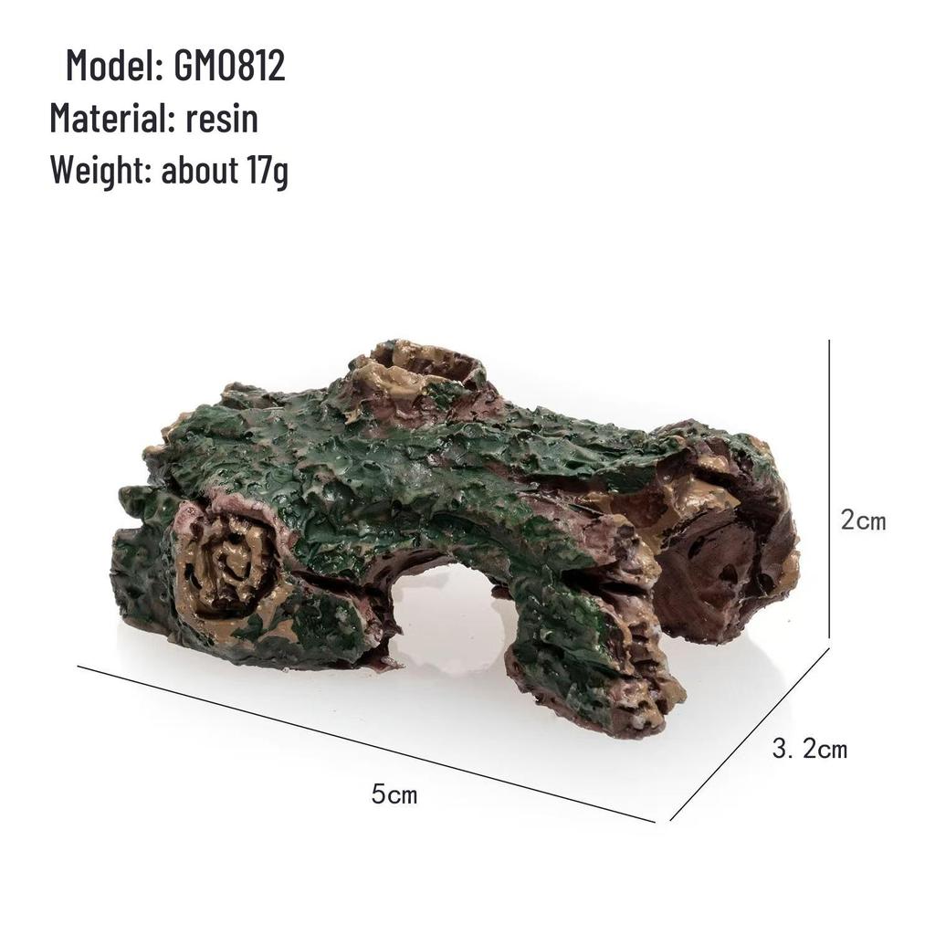Ornament Mikrokrajobraz z Kory i Mchu: Żywiczna Dekoracja do Akwarium i Kryjówka dla Krewetek Rękodzieło, Idealna również do Domku dla Chomika.