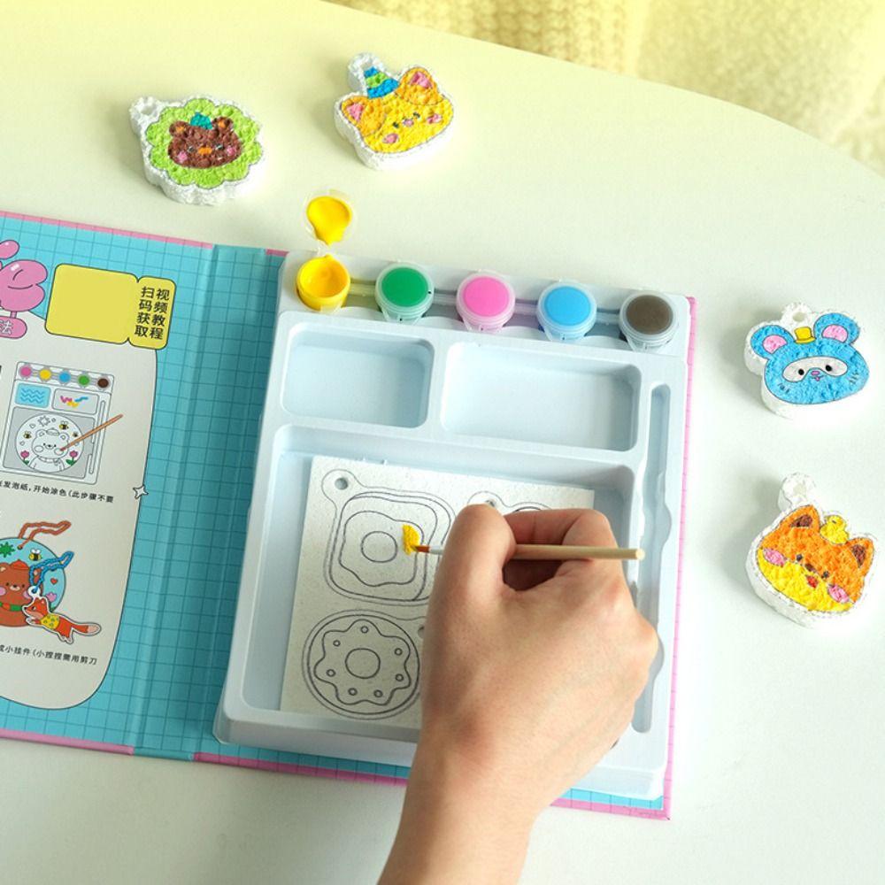 Sponge Texture Drawing Pens Kit With Easel 3D Drawing Canvas Texture Painting Toy  Kids Craft