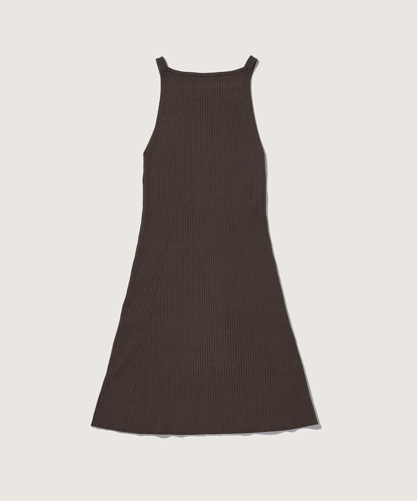 Plack Woman Striped Sleeveless Knit Dress Brown