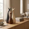 Home Decor Lucky Deer Family Matte Finish Ceramic Figures - (Set of 3, Matte Brown)