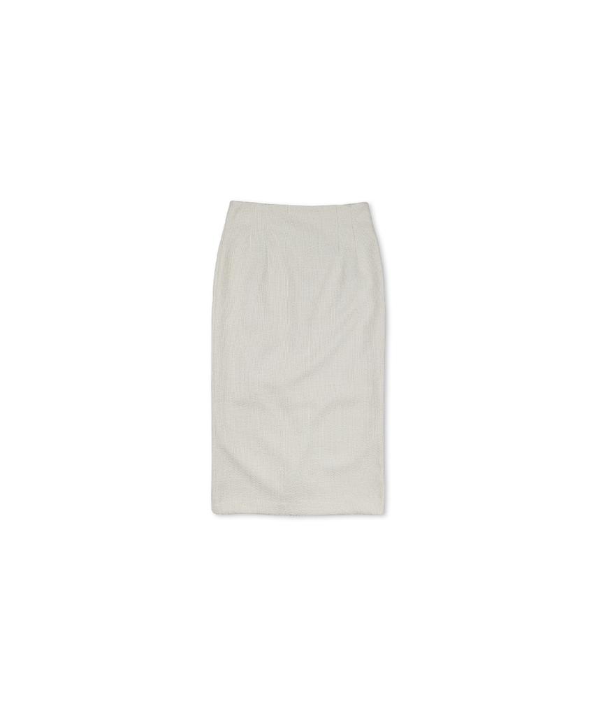 320SHOWROOM Tweed H-Line Back Slit Skirt Cream