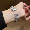 Zircon Mother-of-Pearl Butterfly Open Bangle - Elegant, Fashionable, High-End Women's Jewelry.