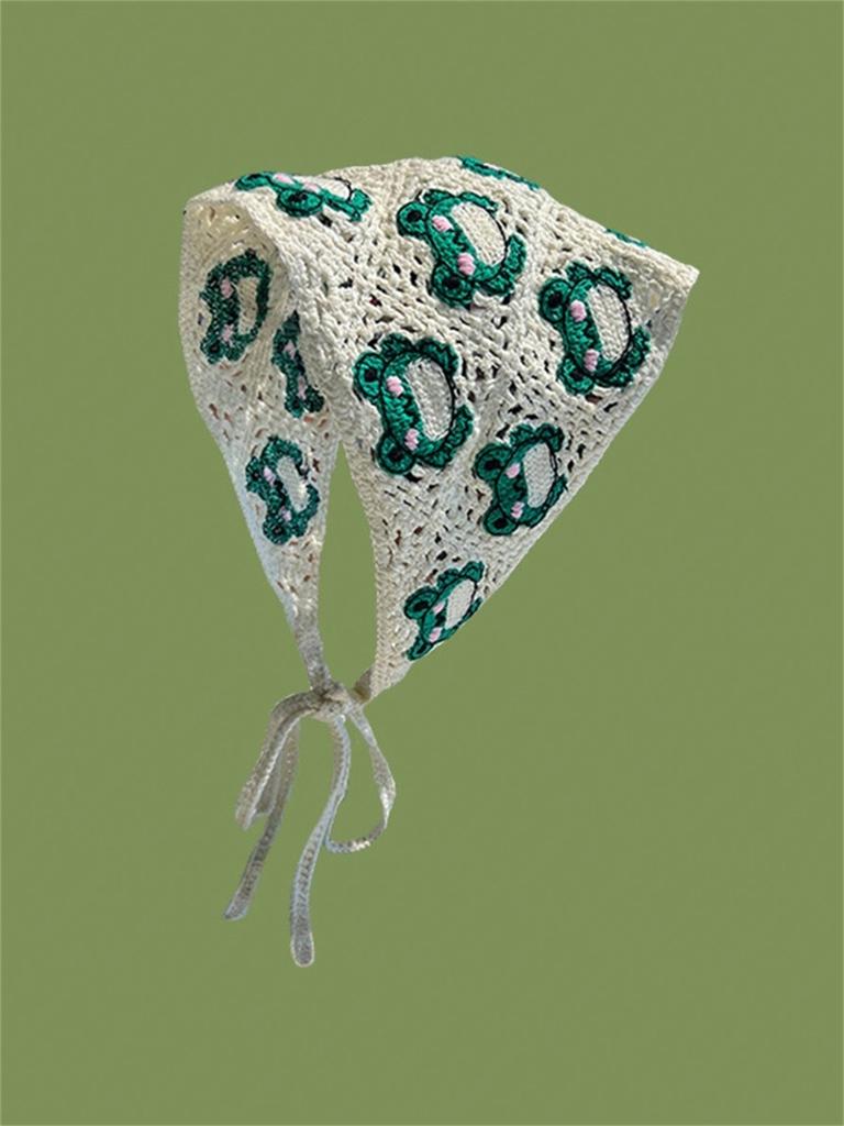 1 ladies vintage handmade crochet stitch mesh red cute sweet little daisies strawberry headband Binding Bandana Headband