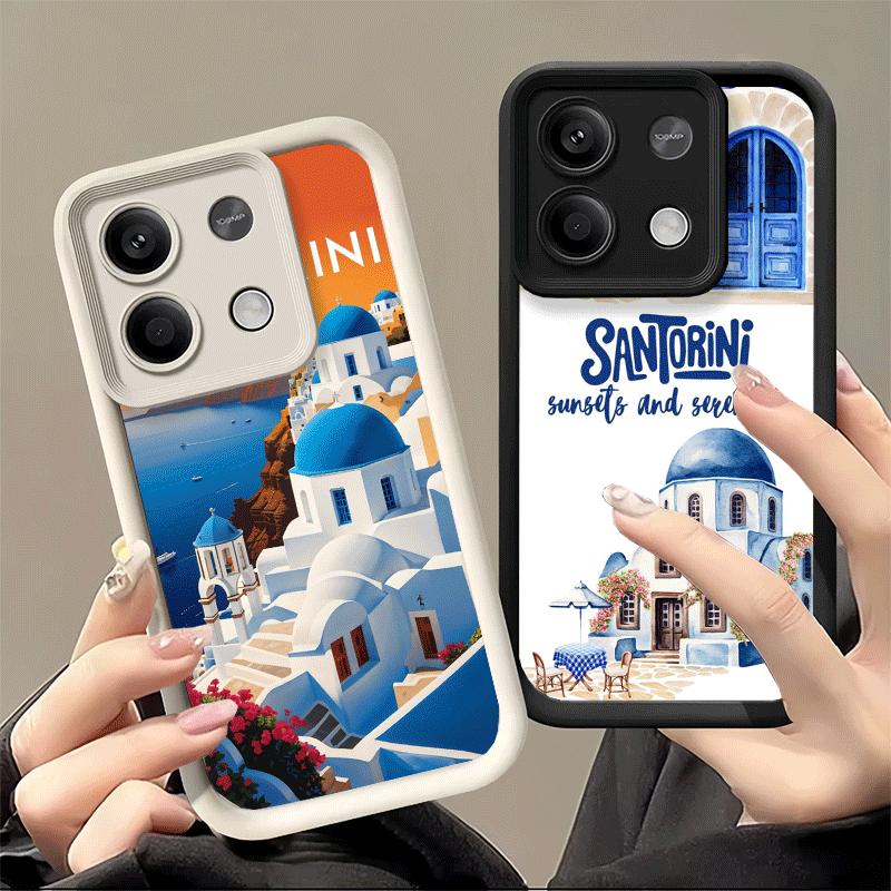 Santorini Greece Summer Soft Phone Case for Xiaomi Poco X7 X6 X5 Pro X4 Gt X3 F7 Ultra M8 M7 Redmi 15C 15 14C 13 13C 12 12C 10 1