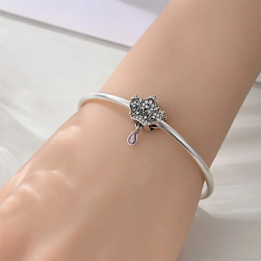 Original Copper Princess Crown Charm Bead Ear Stud Ring Pendant Fit Necklace Bracelet Women Jewelry Diy Gift