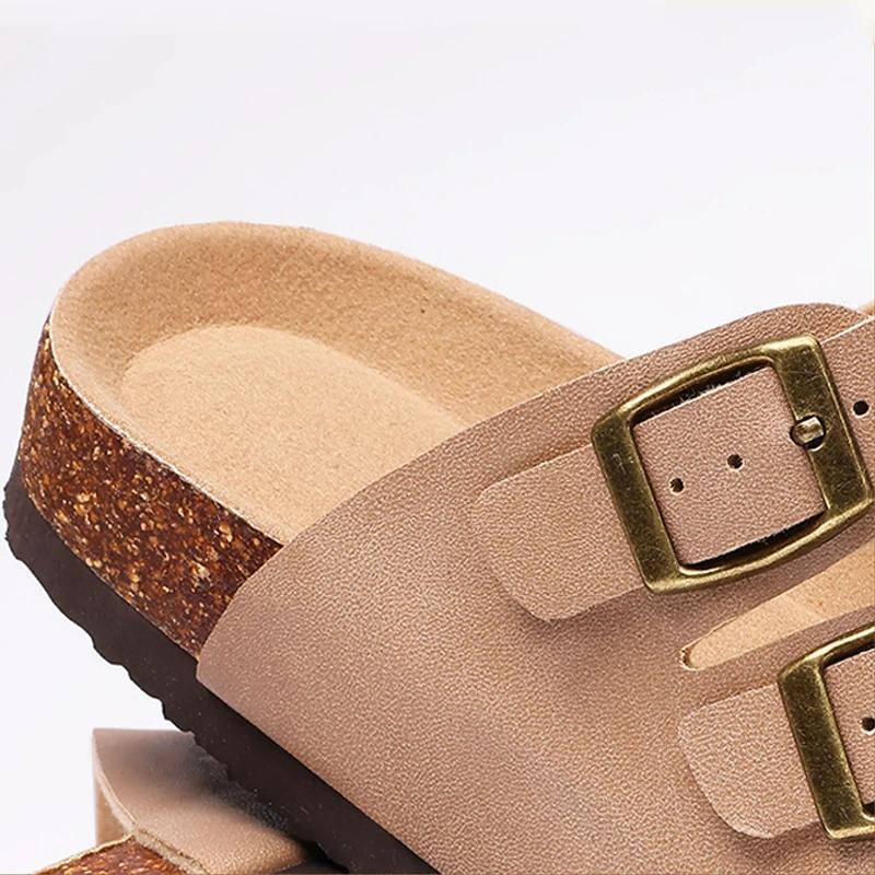 Fashion Crestar Womens Flat Sandals with Cork Footbed Girls Fashion Open Toe Slides Summer Outdoor Beach Slip On Slipper With Adjustable