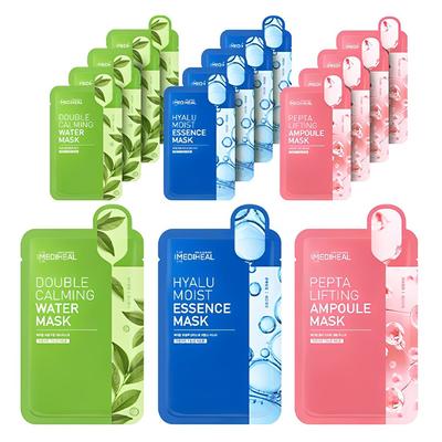 Double Calming Water Mask 5p + Hyalu Moist Essence Mask 5p + Pepta Lifting Ampoule Mask 5p, 15 Sheets, 1 Set