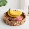 Natural Water Hyacinth Storage Baskets Round Basket Tray Fruit Tray Grass Weaving Storage Serving Trays With Handle