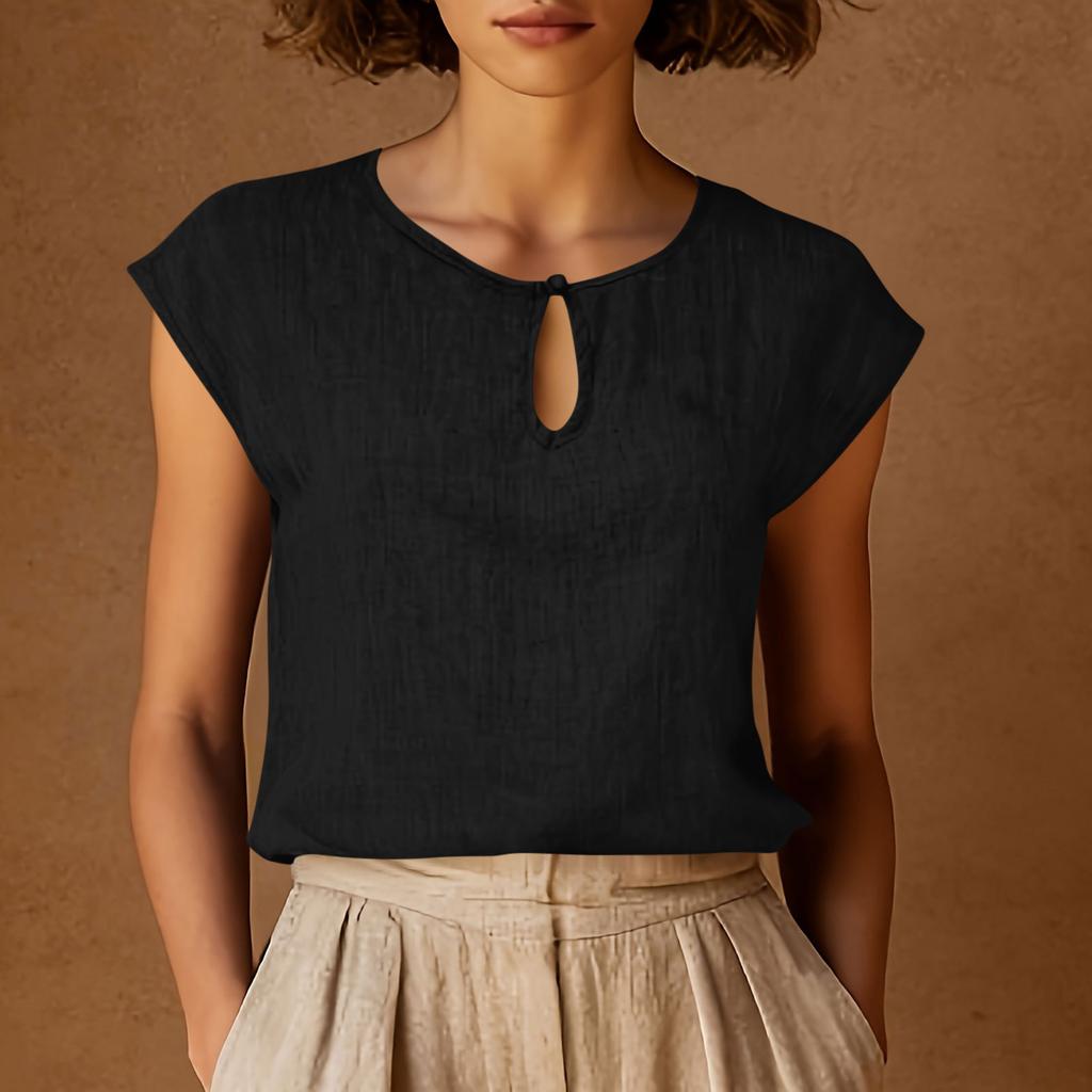 Women's Retro Fashion Casual Thin Round-Neck Sleeveless Crewneck Top