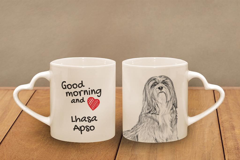 Lhasa Apso - Cup with a Dog, Adorable Cup with a Heart-shaped Handle, Universal Gift from the Art-Dog Brand