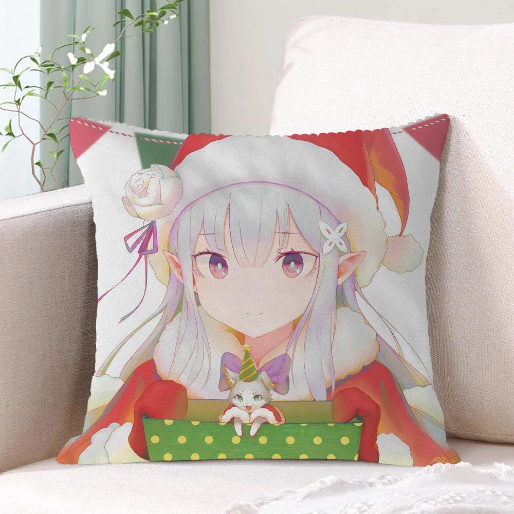 Pillow Cover Emilia (Re:Zero) Decorative Pillows For Sofa Cushion Covers Home And Decoration Luxury Living Room Decoration Throw