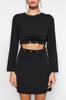 Women's Fashion Casual Standard Sleeve Mini Navy Blue Collar Detailed Lined Chiffon Woven Dress