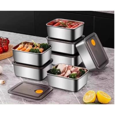 5PCS Stainless Steel Food Storage Containers Stackable Meal Prep Lunch Boxes Leakproof for Kitchen Fridge Travel