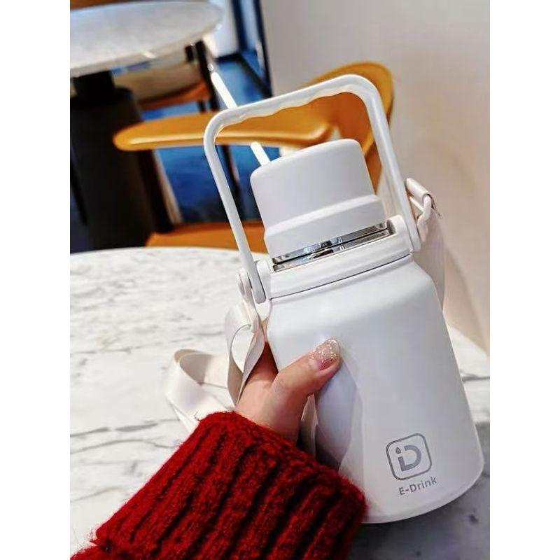 

Insulated Cup for Girls, All-Steel Straw Cup, Student Anti-Drop Water Bottle for School, Special Water Bottle for Outings, Cross-Body for Making Milk Pink 800ml + Cup Rope