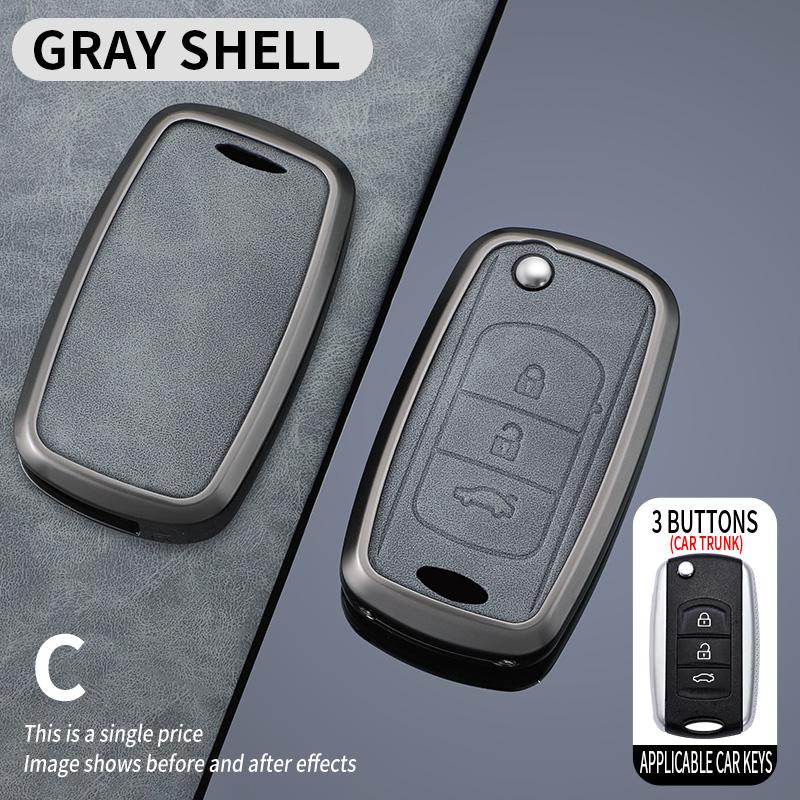 

Zinc Alloy+Leather Car Remote Key Case Cover Shell Fob For DFSK Dongfeng Fengguang 580 DFM Glory 560 500 Keychain Accessories